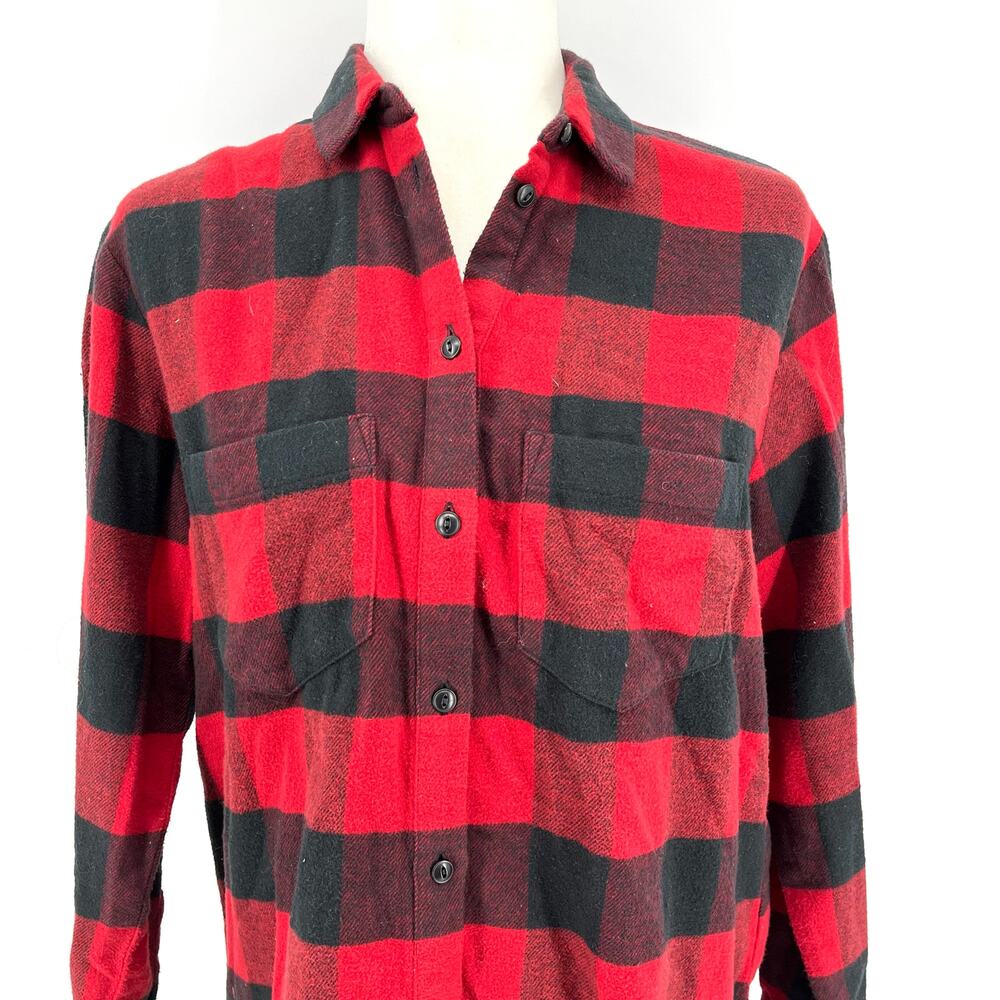 Madewell oversized‎ red plaid button up shirt (XXS)